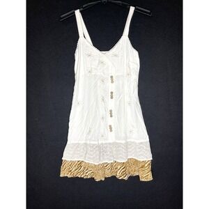raya sun dress small daisy embroidered wooden‎ buttons boho leopard